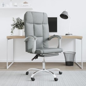Silla de oficina reclinable de tela gris claro