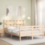 Estructura de cama de matrimonio con cabecero madera maciza