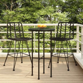 Küchenhocker 2 Stück PE-Rattan und schwarzer Stahl 45x56x103,5 cm von vidaXL, Gartenstühle - Ref: Foro24-319431, Preis: 191,9...