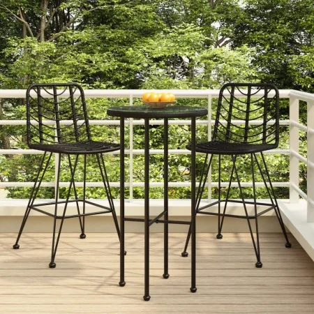 Küchenhocker 2 Stück PE-Rattan und schwarzer Stahl 45x56x103,5 cm von vidaXL, Gartenstühle - Ref: Foro24-319431, Preis: 188,1...