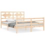 Estructura de cama de matrimonio con cabecero madera maciza