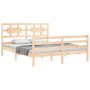 Estructura de cama de matrimonio con cabecero madera maciza