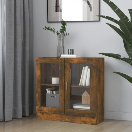 Vitrine aus geräuchertem Eichensperrholz 82,5x30,5x80 cm von vidaXL, Bücherregale und Regale - Ref: Foro24-815615, Preis: 63,...