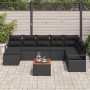 Conjunto de sofá de jardín con cojín 9 pcs Negro Poliratán