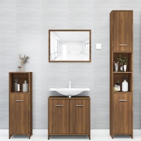 Armario de baño madera contrachapada roble marrón 30x30x183,5cm