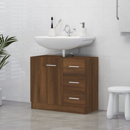 Mueble de lavabo madera contrachapada marrón roble 63x30x54 cm by vidaXL, Bathroom furniture - Ref: Foro24-815632, Price: 64,...