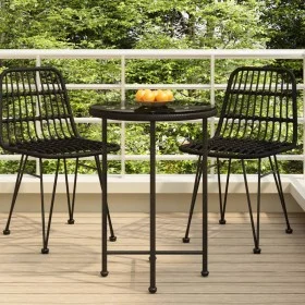 Esstisch aus gehärtetem Glas und schwarzem Stahl, 55 cm von vidaXL, Gartentische - Ref: Foro24-319435, Preis: 49,08 €, Rabatt: %