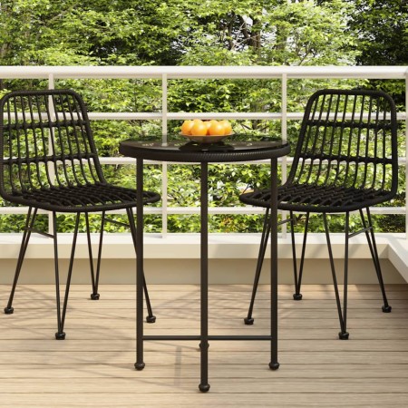 Mesa de comedor de vidrio templado y acero negro 55 cm de vidaXL, Mesas de jardín - Ref: Foro24-319435, Precio: 49,71 €, Desc...