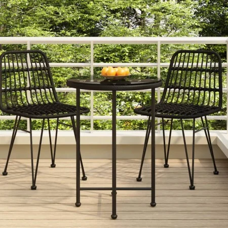 Mesa de comedor de vidrio templado y acero negro 55 cm de vidaXL, Mesas de jardín - Ref: Foro24-319435, Precio: 49,08 €, Desc...