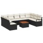 Conjunto de sofá de jardín con cojín 10 pcs Negro Poliratán