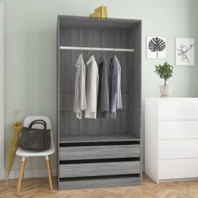 Sonoma Schrank aus grauem Sperrholz 100x50x200 cm von vidaXL, Kleiderschränke - Ref: Foro24-815346, Preis: 191,87 €, Rabatt: %