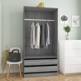 Sonoma Schrank aus grauem Sperrholz 100x50x200 cm von vidaXL, Kleiderschränke - Ref: Foro24-815346, Preis: 184,09 €, Rabatt: %