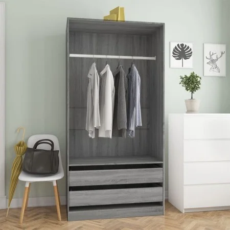 Sonoma Schrank aus grauem Sperrholz 100x50x200 cm von vidaXL, Kleiderschränke - Ref: Foro24-815346, Preis: 187,11 €, Rabatt: %