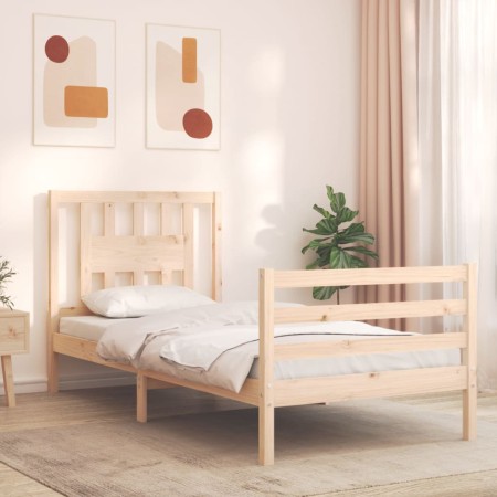Estructura de cama con cabecero madera maciza 100x200 cm