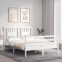 Estructura de cama con cabecero madera maciza blanco 120x200 cm