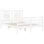 Estructura de cama con cabecero madera maciza blanco 120x200 cm