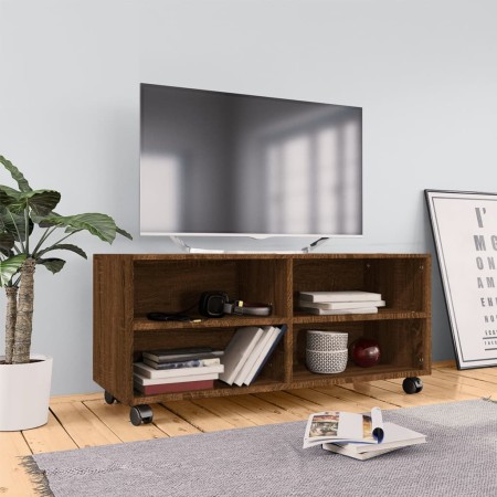 Mueble TV ruedas madera contrachapada roble marrón 90x35x35 cm de vidaXL, Muebles TV - Ref: Foro24-815260, Precio: 62,38 €
