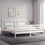 Estructura de cama con cabecero madera maciza blanco 200x200 cm