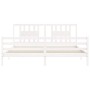 Estructura de cama con cabecero madera maciza blanco 200x200 cm