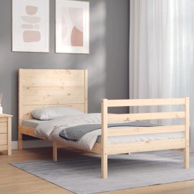 Estructura de cama individual con cabecero madera maciza Estructura de cama individual con cabecero madera maciza
