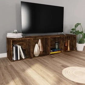 Smoked oak plywood shelving/TV cabinet 36x30x143cm by vidaXL, Bookcases and shelves - Ref: Foro24-815246, Price: 67,69 €, Dis...