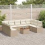 Conjunto de sofá de jardín con cojín 10 pcs Beige Poliratán