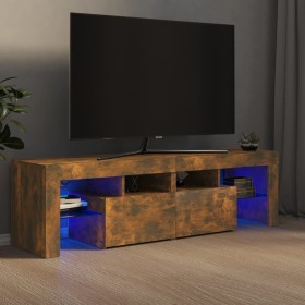 Mueble de TV con luces LED color roble ahumado 140x36,5x40 cm