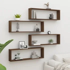 Cubic wall shelf 4 pcs brown oak wood 100x15x30cm by vidaXL, Shelves and shelves - Ref: Foro24-815913, Price: 52,80 €, Discou...