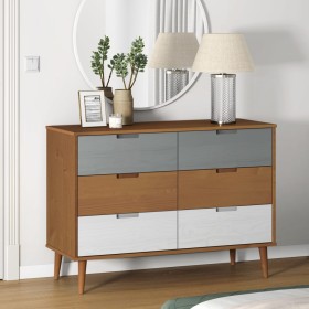 MOLDE bedside table solid brown pine wood 113x40x80 cm by vidaXL, Drawers - Ref: Foro24-350507, Price: 203,41 €, Discount: %
