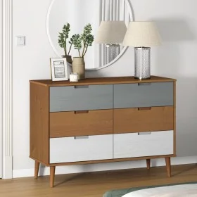 MOLDE bedside table solid brown pine wood 113x40x80 cm by vidaXL, Drawers - Ref: Foro24-350507, Price: 200,19 €, Discount: %