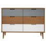 MOLDE bedside table solid brown pine wood 113x40x80 cm by vidaXL, Drawers - Ref: Foro24-350507, Price: 203,41 €, Discount: %