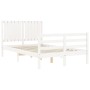 Estructura de cama con cabecero madera maciza blanco 120x200 cm