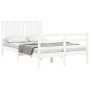 Estructura de cama con cabecero madera maciza blanco 120x200 cm