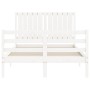 Estructura de cama con cabecero madera maciza blanco 120x200 cm