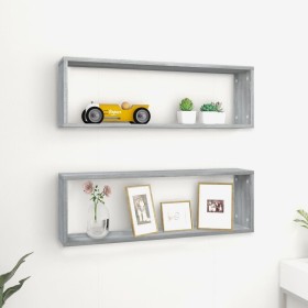Cubic wall shelf 2 units gray Sonoma wood 80x15x26.5cm by vidaXL, Shelves and shelves - Ref: Foro24-815918, Price: 26,55 €, D...
