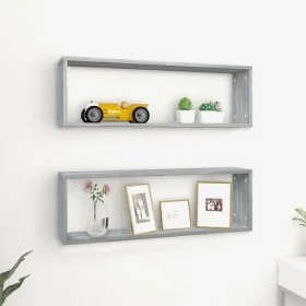 Cubic wall shelf 2 units gray Sonoma wood 80x15x26.5cm by vidaXL, Shelves and shelves - Ref: Foro24-815918, Price: 27,32 €, D...
