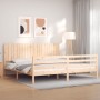 Estructura de cama con cabecero madera maciza 200x200 cm