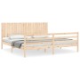 Estructura de cama con cabecero madera maciza 200x200 cm