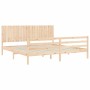 Estructura de cama con cabecero madera maciza 200x200 cm