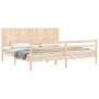 Estructura de cama con cabecero madera maciza 200x200 cm
