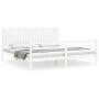 Estructura de cama con cabecero madera maciza blanco 200x200 cm