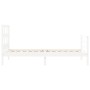 Estructura de cama individual con cabecero madera maciza blanco
