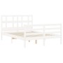Estructura de cama con cabecero madera maciza blanco 140x190 cm