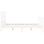 Estructura de cama con cabecero madera maciza blanco 140x190 cm