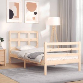 Estructura de cama con cabecero madera maciza 90x200 cm en Camas y somieres | Comprar online en Foro24