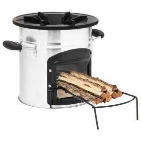 Camping-Brennholzofen Edelstahl silber 45,5x33x25,5 cm von vidaXL, Kamine - Ref: Foro24-319440, Preis: 90,15 €, Rabatt: %