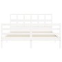 Estructura de cama matrimonio con cabecero madera maciza blanco