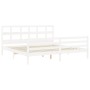 Estructura de cama con cabecero madera maciza blanco 200x200 cm