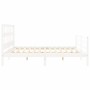 Estructura de cama con cabecero madera maciza blanco 200x200 cm