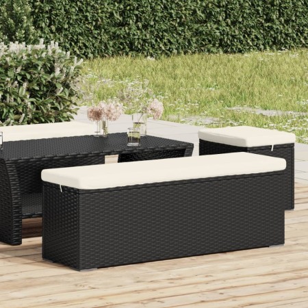 Ottomane-Bank mit schwarzem synthetischem Rattankissen 110x30x40 cm von vidaXL, Gartenbänke - Ref: Foro24-319396, Preis: 110,...